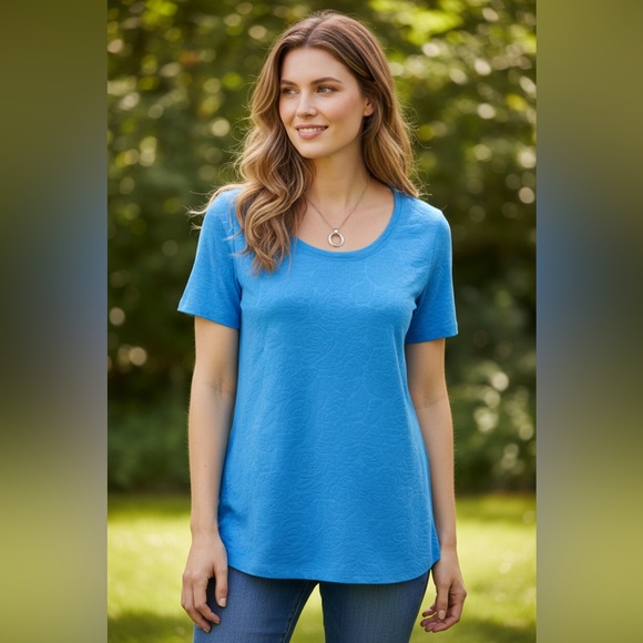 Joe Fresh Tops - Joe Fresh Soft Blue Tee with Floral Pattern size small